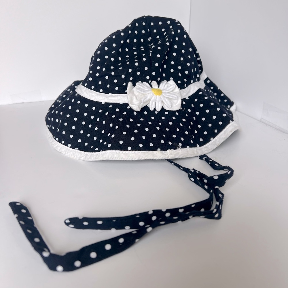 Girls Navy & White Polka Dot Hat Size 3T